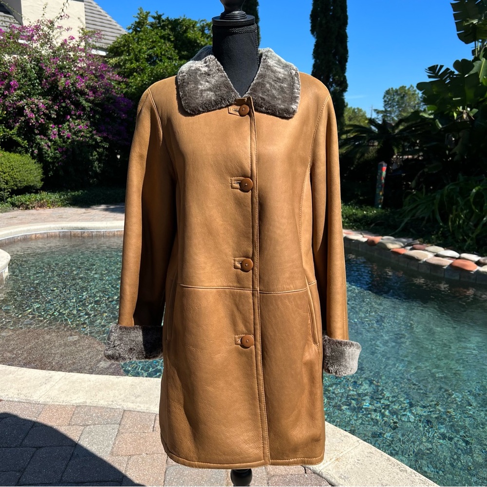 Hide Society Genuine Sheepskin Coat, Brown, Size 10
